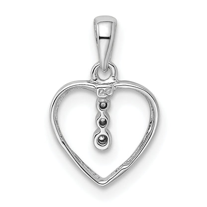 Sterling Silver Diamond Rhodium Heart Pendant