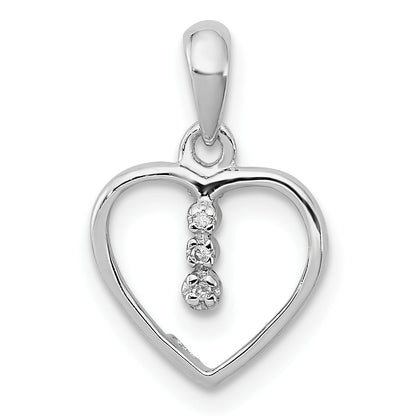 Sterling Silver Diamond Rhodium Heart Pendant