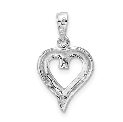 Sterling Silver Rhodium Diamond Heart Pendant