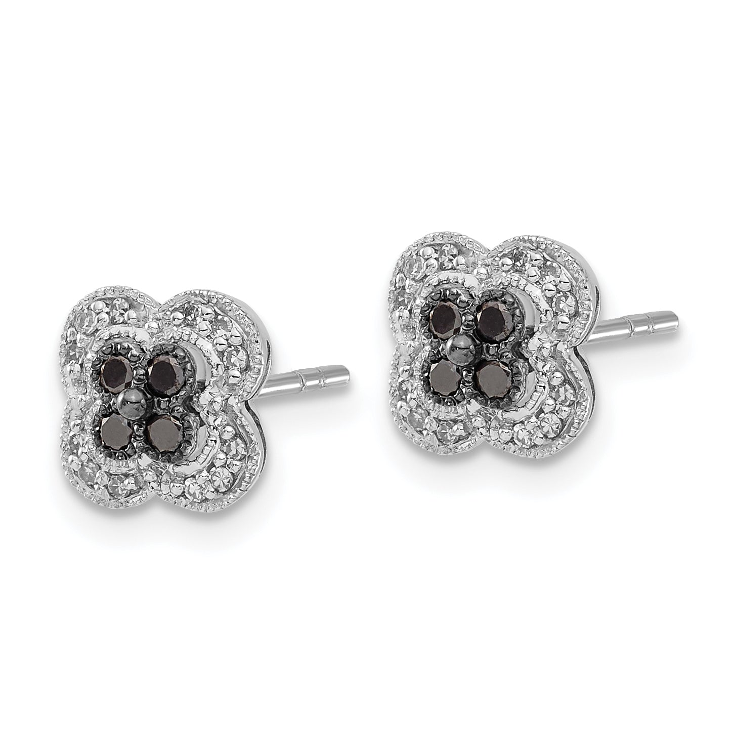 Sterling Silver Black & White Diamond Earrings
