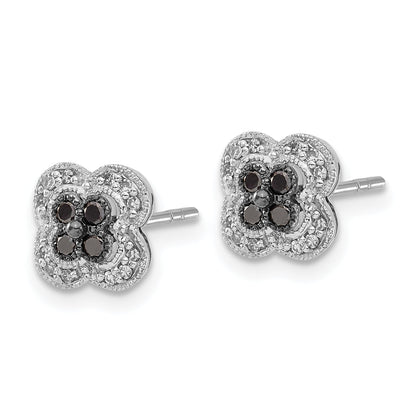 Sterling Silver Black & White Diamond Earrings