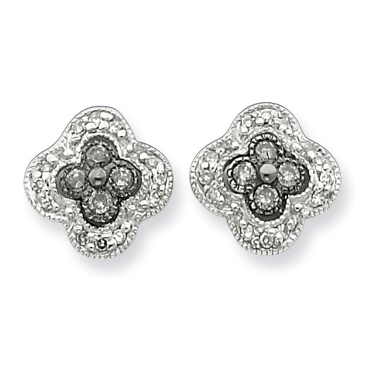 Sterling Silver Black & White Diamond Earrings