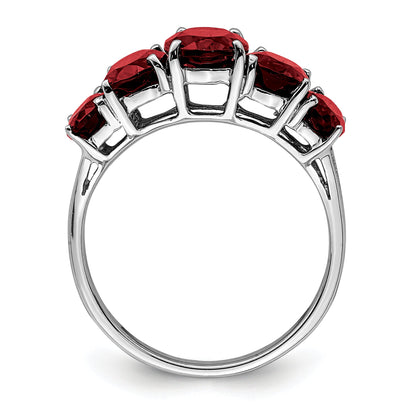 Sterling Silver Rhodium-Plated Garnet Ring