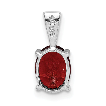 Sterling Silver Rhodium Garnet Pendant