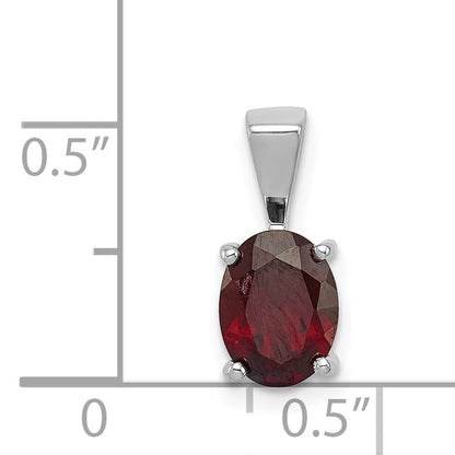 Sterling Silver Rhodium Garnet Pendant