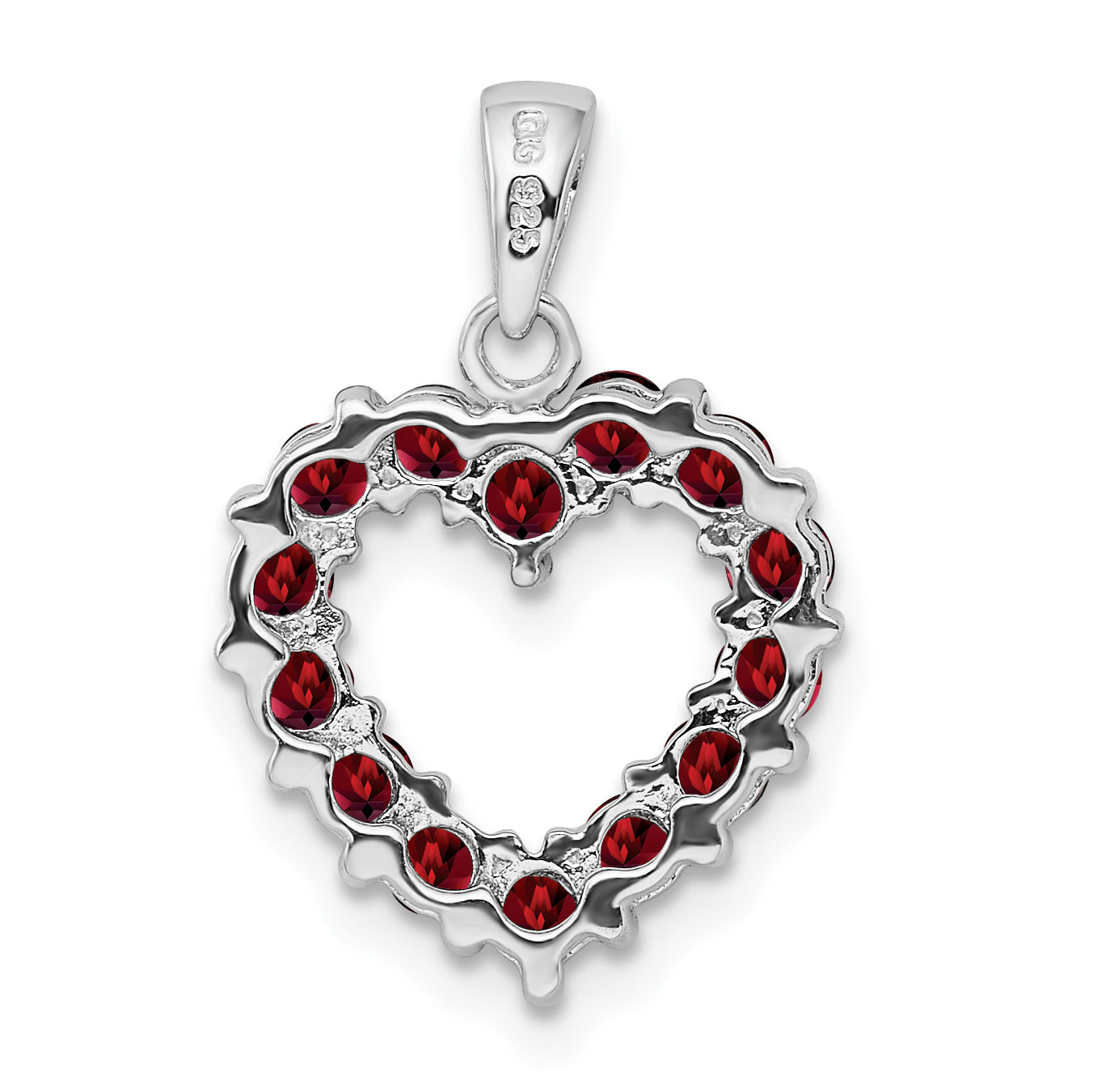Sterling Silver Rhodium Garnet Pendant