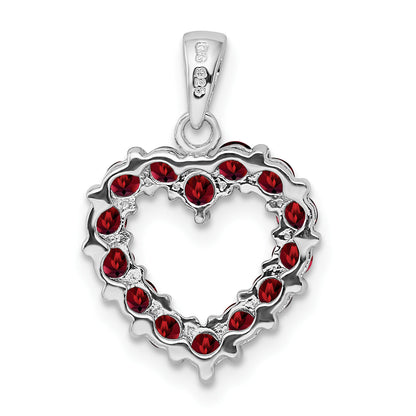 Sterling Silver Rhodium Garnet Pendant