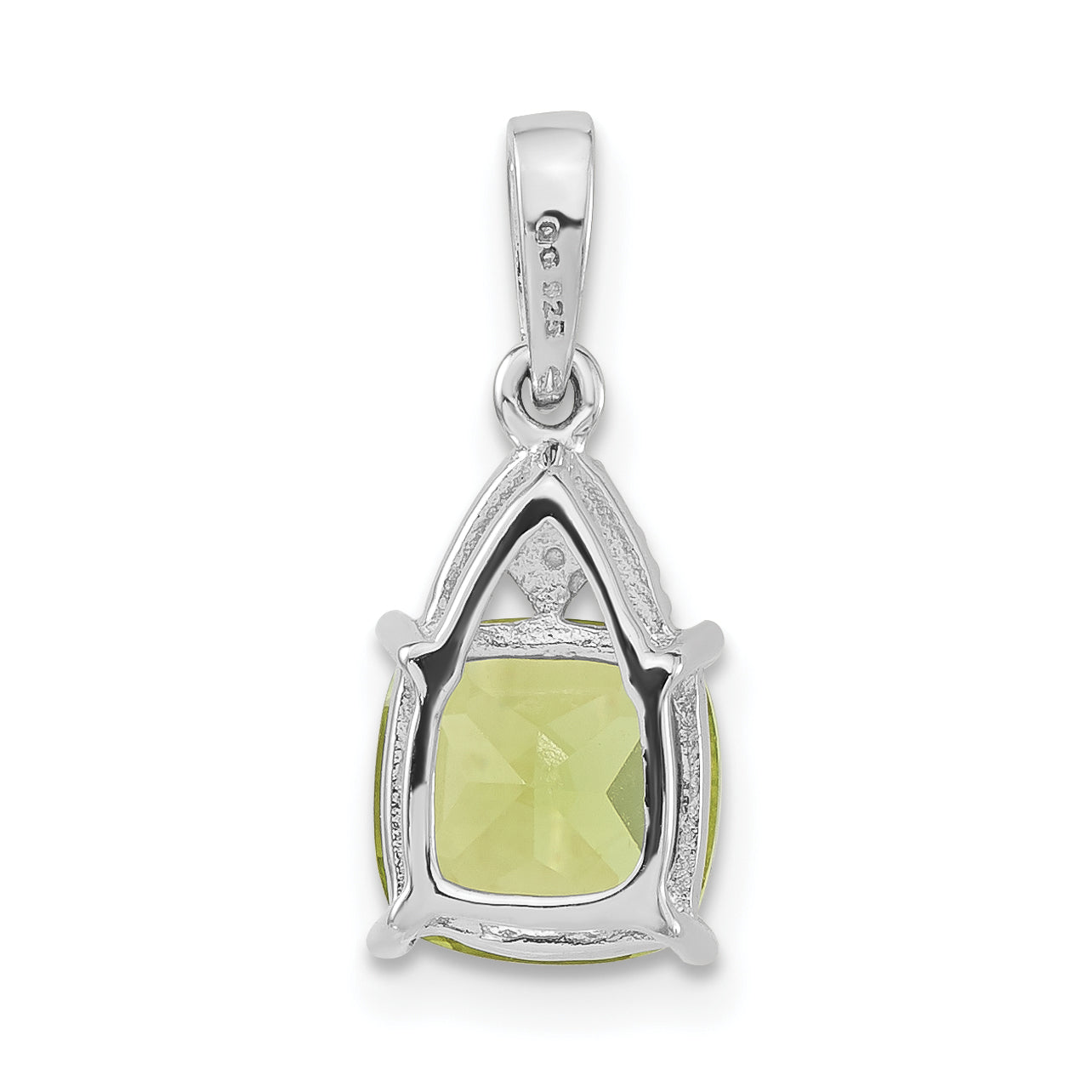 Sterling Silver Rhodium-Plated Polished Peridot & Diamond Pendant
