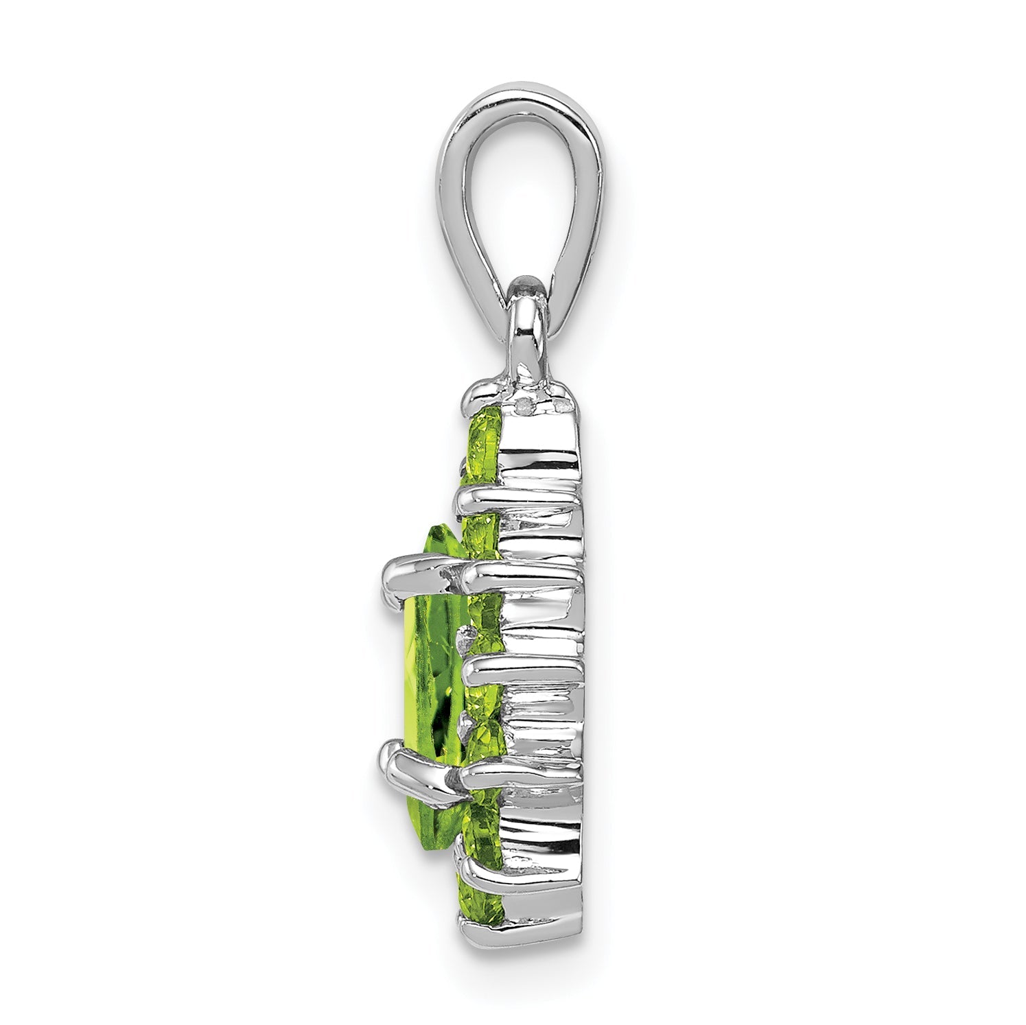 Sterling Silver Rhodium Plated Peridot Pear-Shaped Pendant