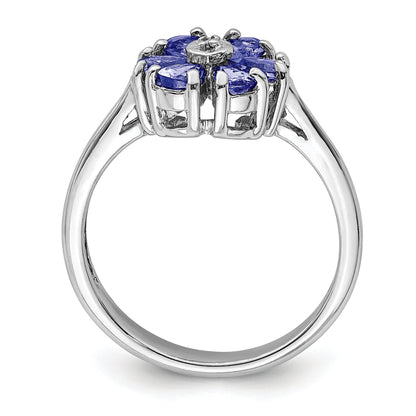 Sterling Silver Rhodium Tanzanite & Diam. Ring