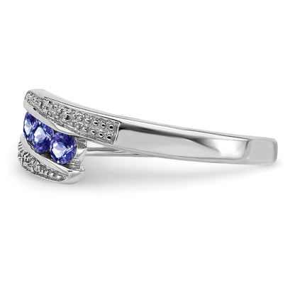 Sterling Silver Rhodium Tanzanite & Diam. Ring