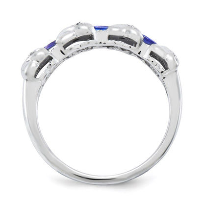 Sterling Silver Rhodium Tanzanite & Diam. Ring