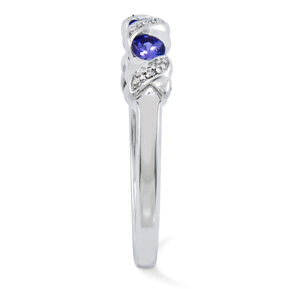 Sterling Silver Rhodium Tanzanite & Diam. Ring