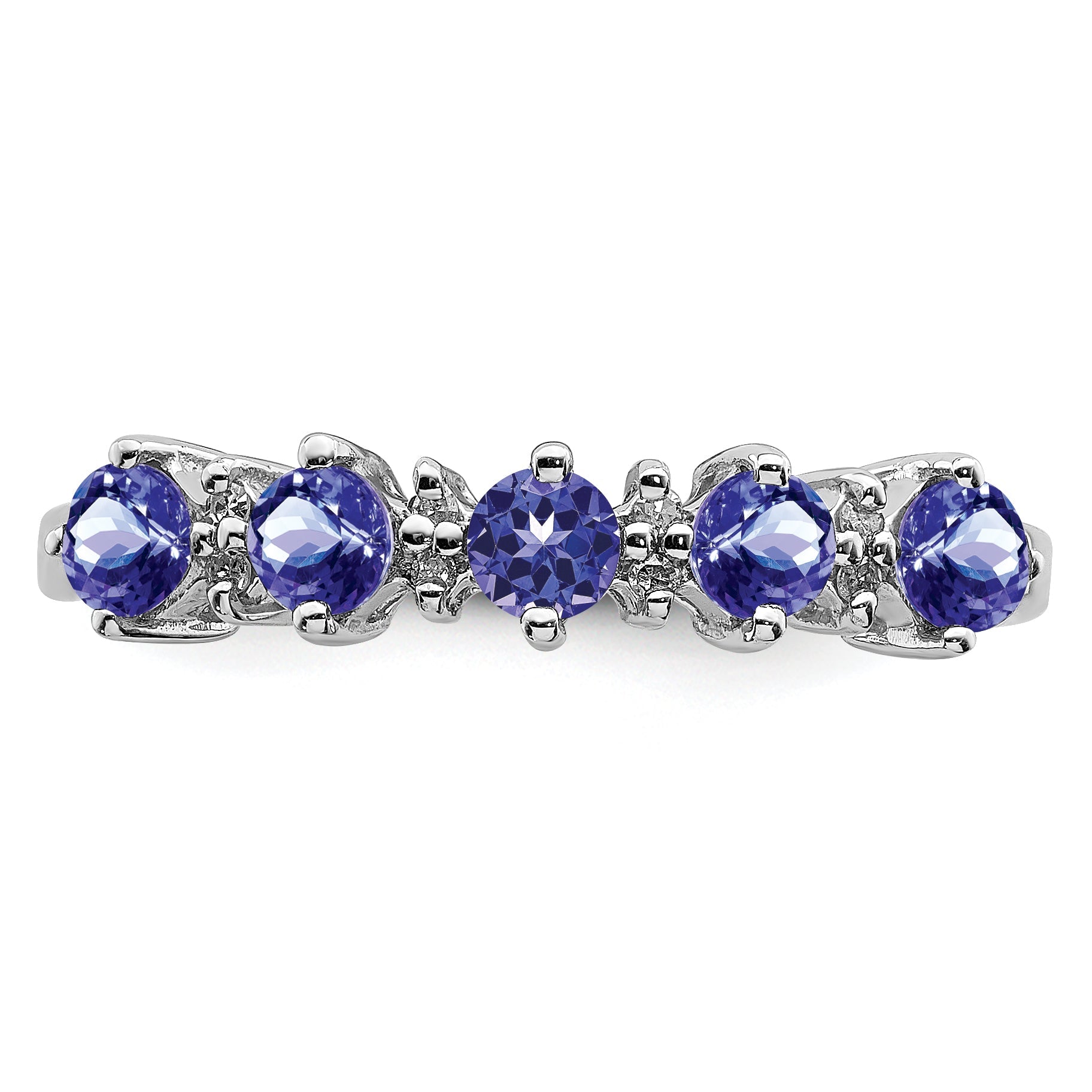Sterling Silver Rhodium Tanzanite & Diam. Ring