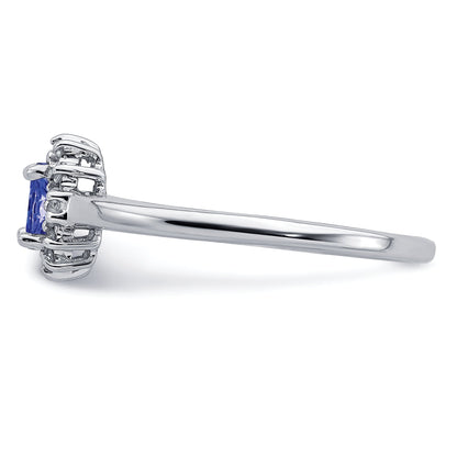 Sterling Silver Rhodium Tanzanite & Diam. Ring