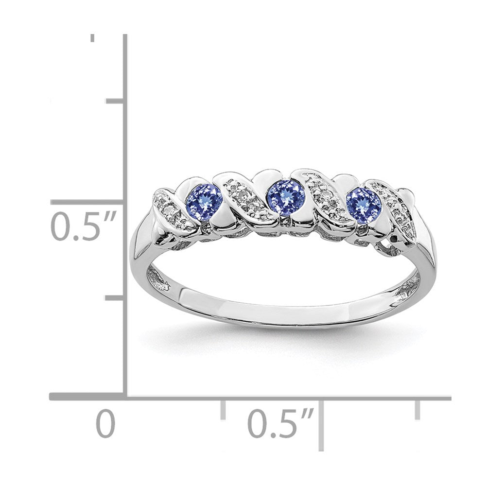 Sterling Silver Rhodium Tanzanite & Diam. Ring