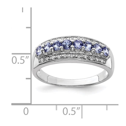 Sterling Silver Rhodium Tanzanite & Diam. Ring