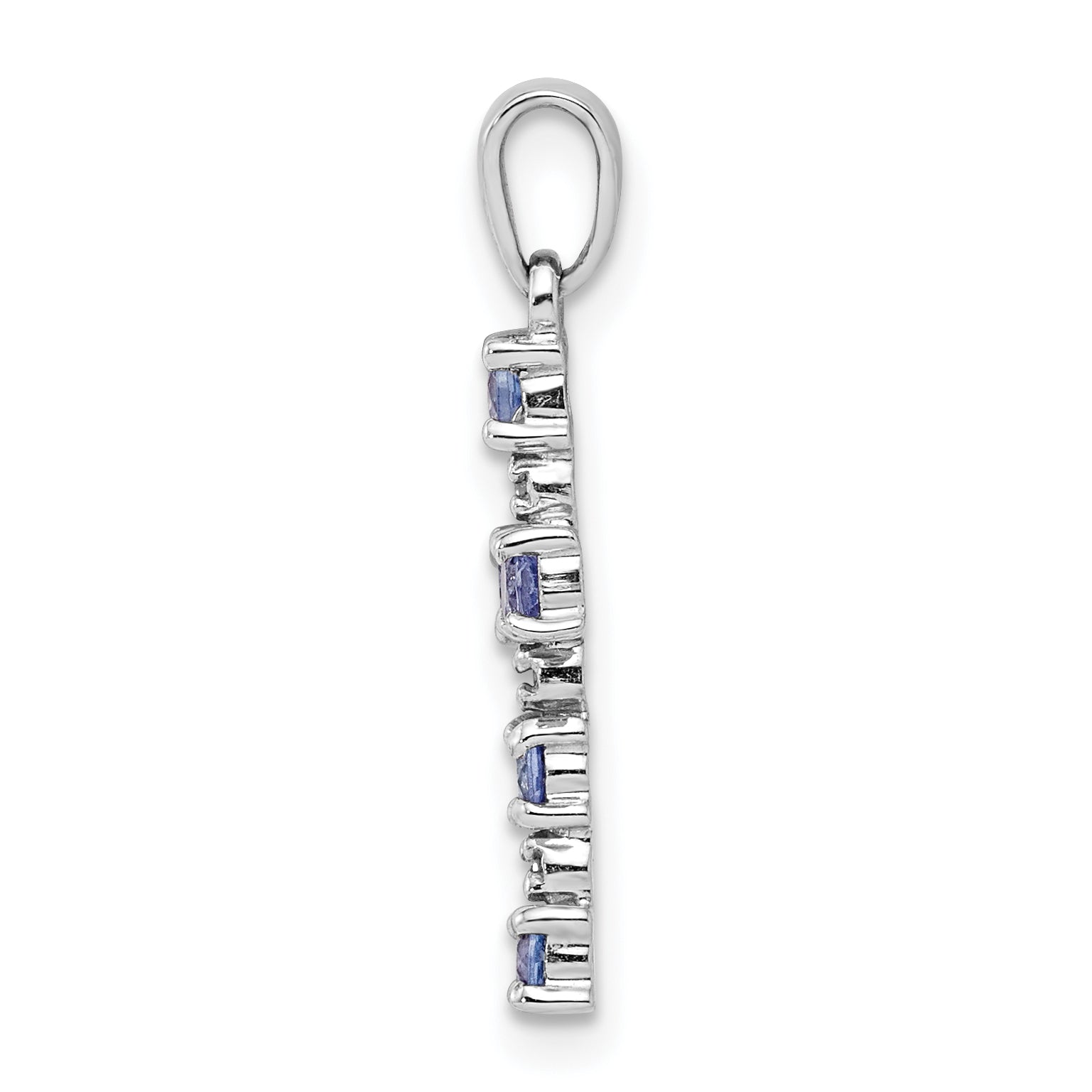Sterling Silver Rhodium-Plated Tanzanite & Diamond Pendant