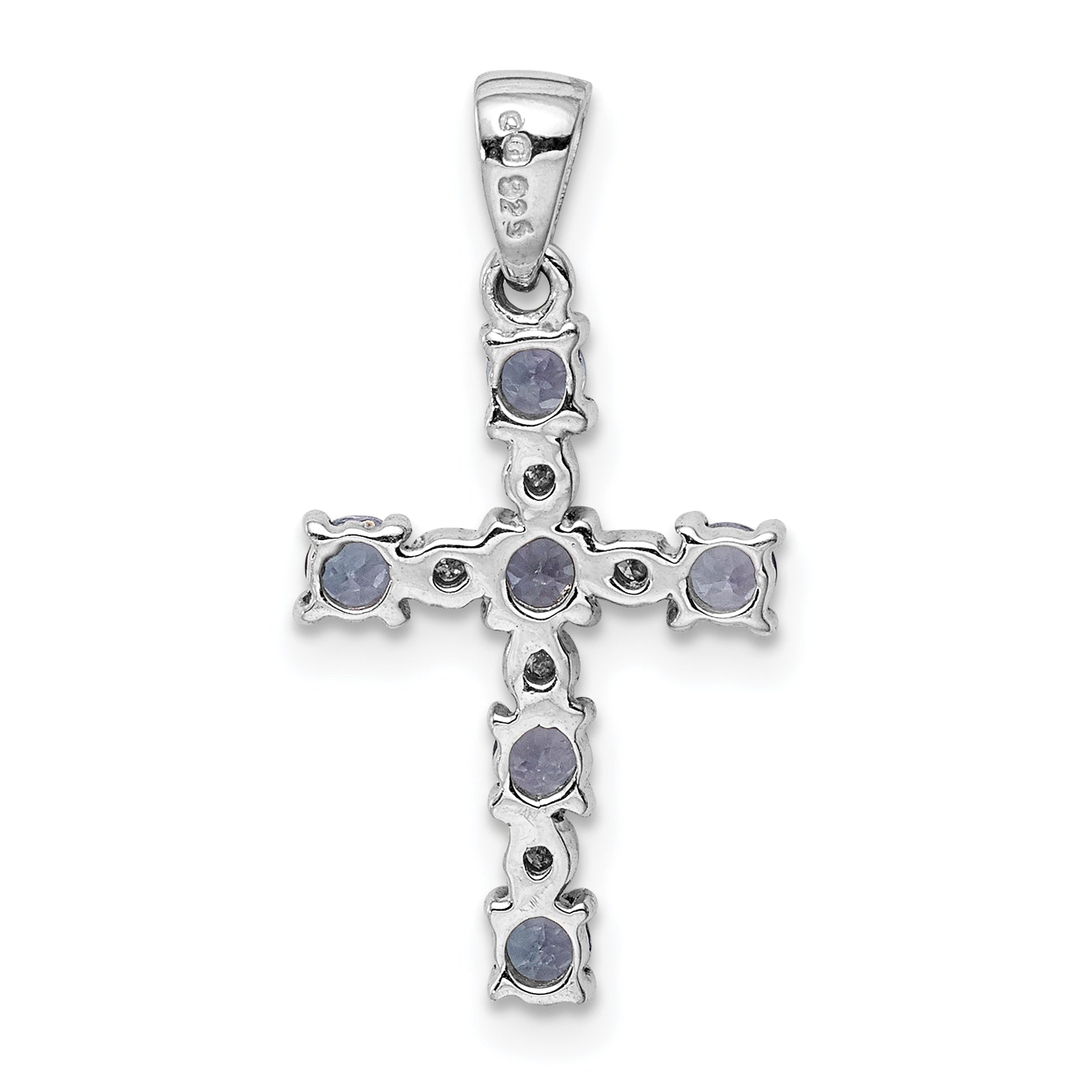 Sterling Silver Rhodium-Plated Tanzanite & Diamond Pendant