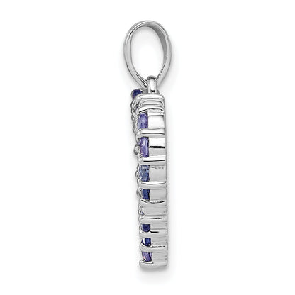 Sterling Silver Rhodium-Plated Tanzanite & Diamond Pendant