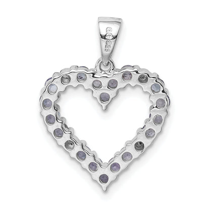 Sterling Silver Rhodium-Plated Tanzanite & Diamond Pendant