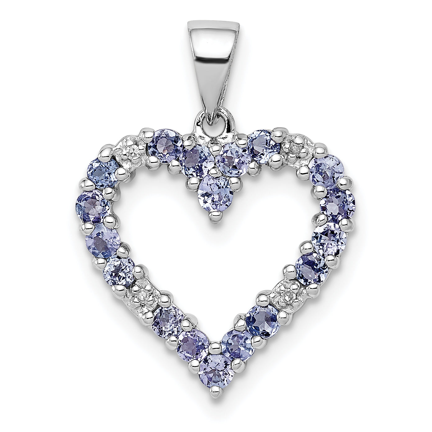 Sterling Silver Rhodium-Plated Tanzanite & Diamond Pendant