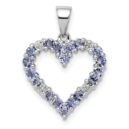 Sterling Silver Rhodium-Plated Tanzanite & Diamond Pendant