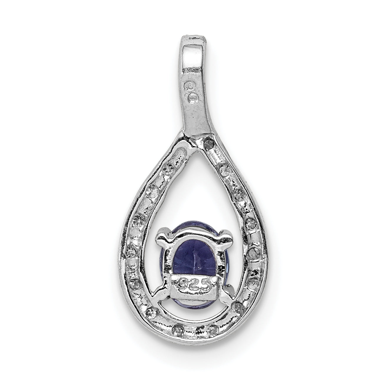 Sterling Silver Rhodium-Plated Tanzanite & Diamond Pendant
