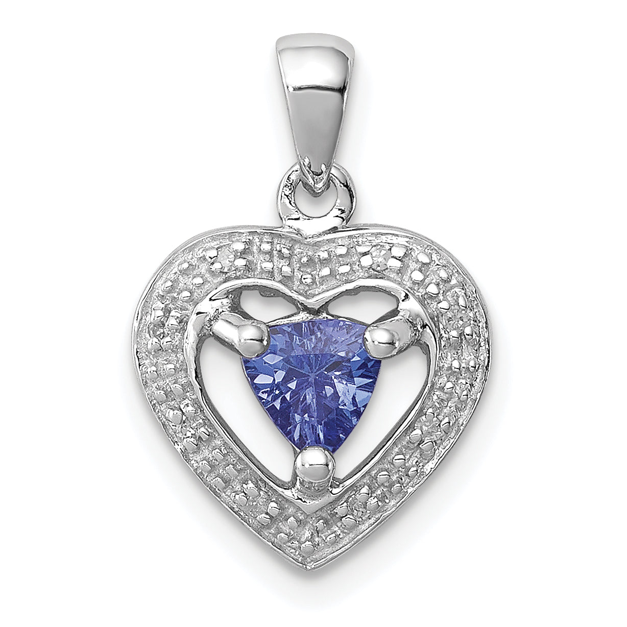 Sterling Silver Rhodium-Plated Tanzanite & Diamond Pendant