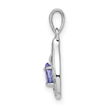 Sterling Silver Rhodium-Plated Tanzanite & Diamond Pendant