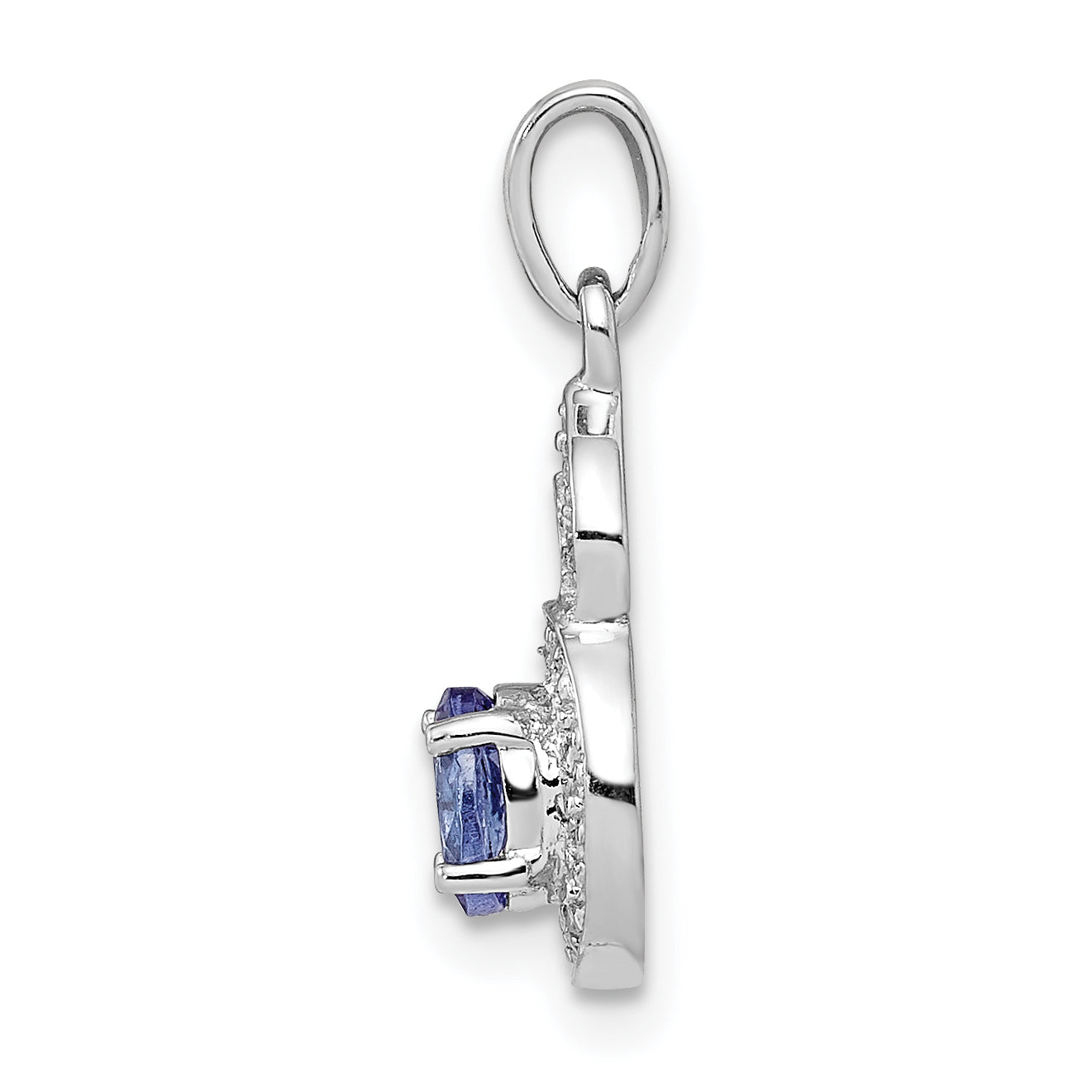 Sterling Silver Rhodium-Plated Tanzanite & Diamond Pendant