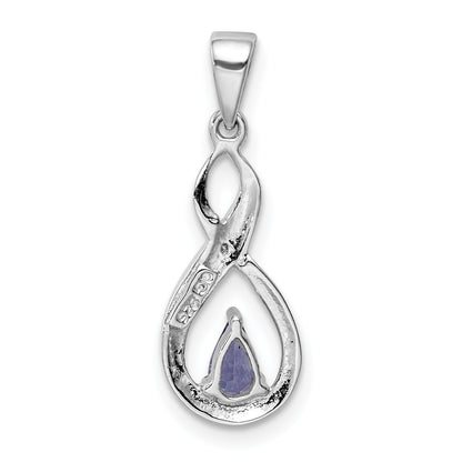 Sterling Silver Rhodium-Plated Tanzanite & Diamond Pendant
