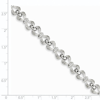 7 Inch Sterling Silver Rhodium-Plated Diam. Bracelet