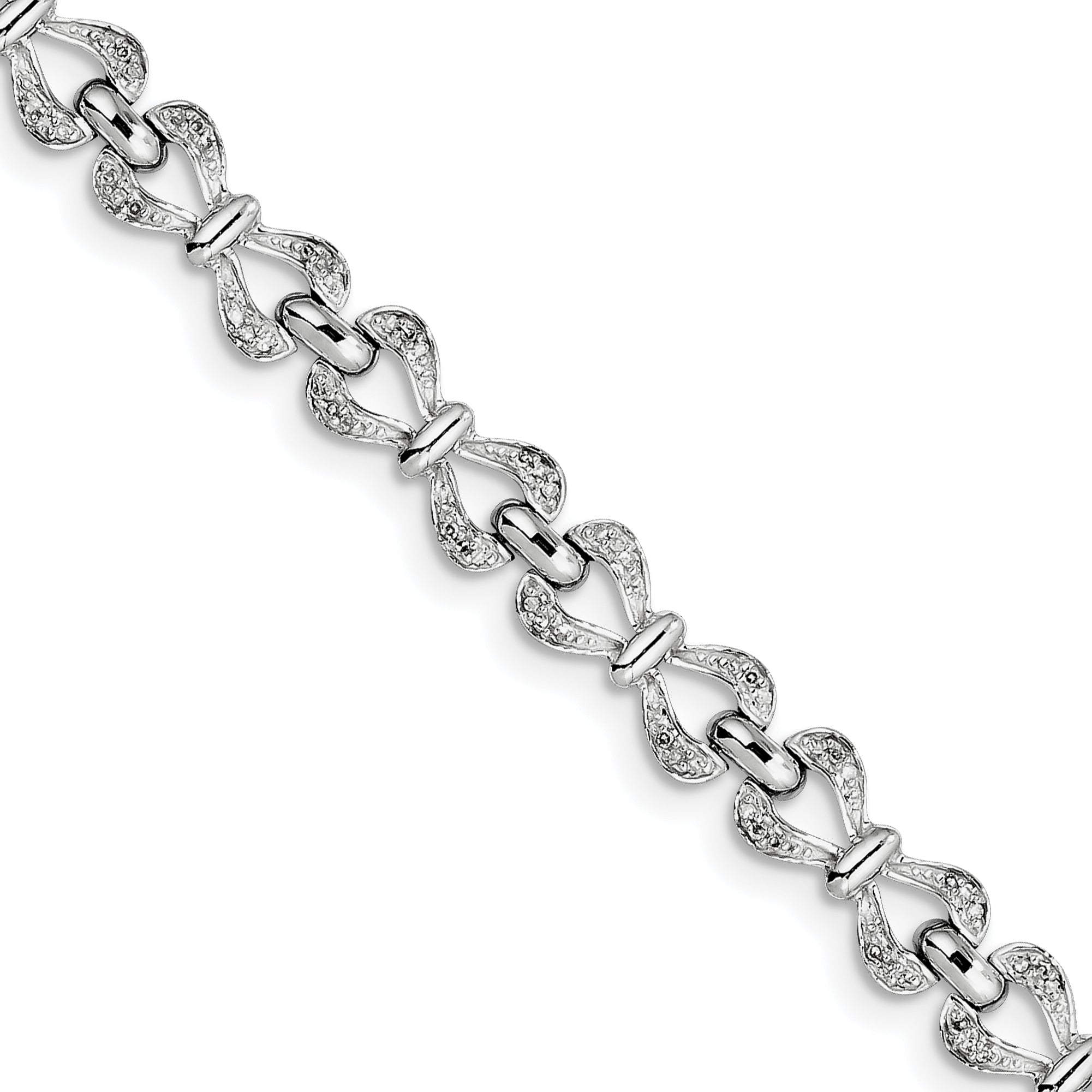 7 Inch Sterling Silver Rhodium-Plated Diam. Bracelet