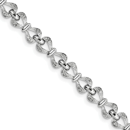 7 Inch Sterling Silver Rhodium-Plated Diam. Bracelet