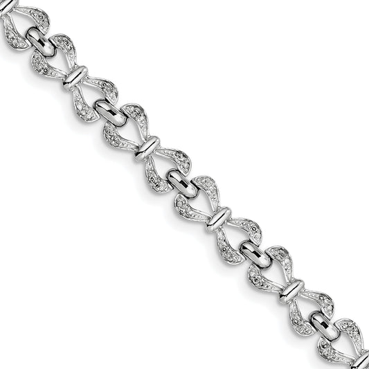 7 Inch Sterling Silver Rhodium-Plated Diam. Bracelet