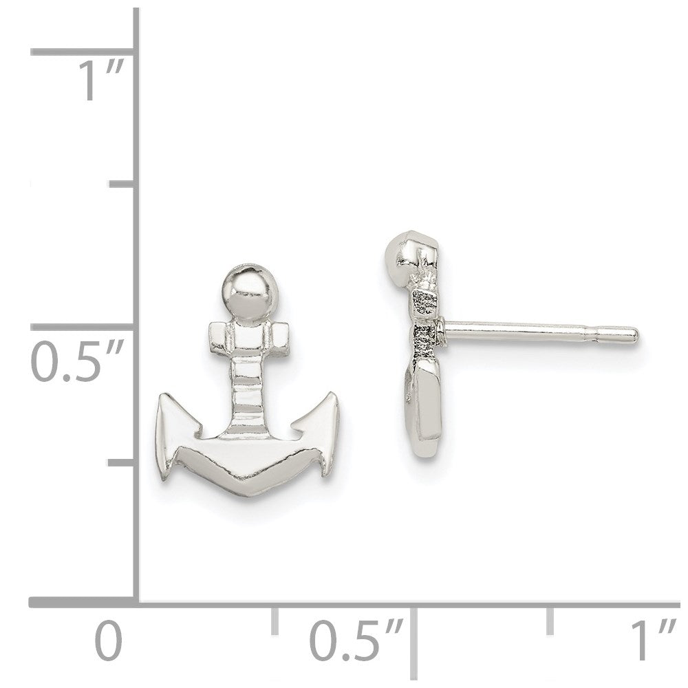 Sterling Silver Anchor Mini Post Earrings