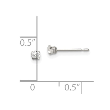 Sterling Silver Polished Children'S 2.5mm Round Snap Set Cz Stud Earrings