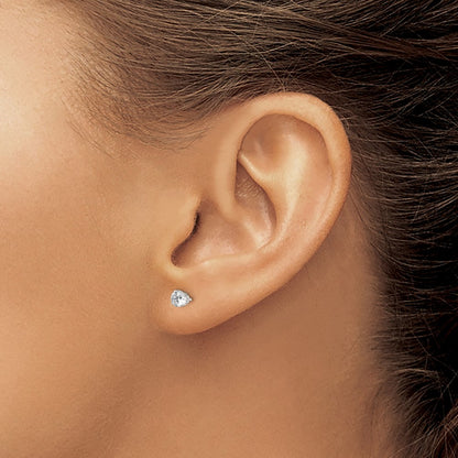 Sterling Silver 4mm Round Snap Set Cz Stud Earrings