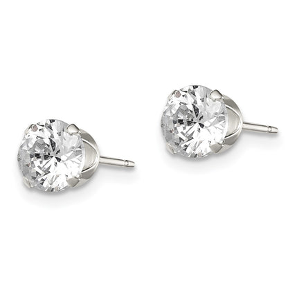 Sterling Silver 5mm Round Snap Set Cz Stud Earrings