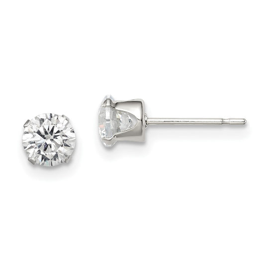 Sterling Silver 5mm Round Snap Set Cz Stud Earrings