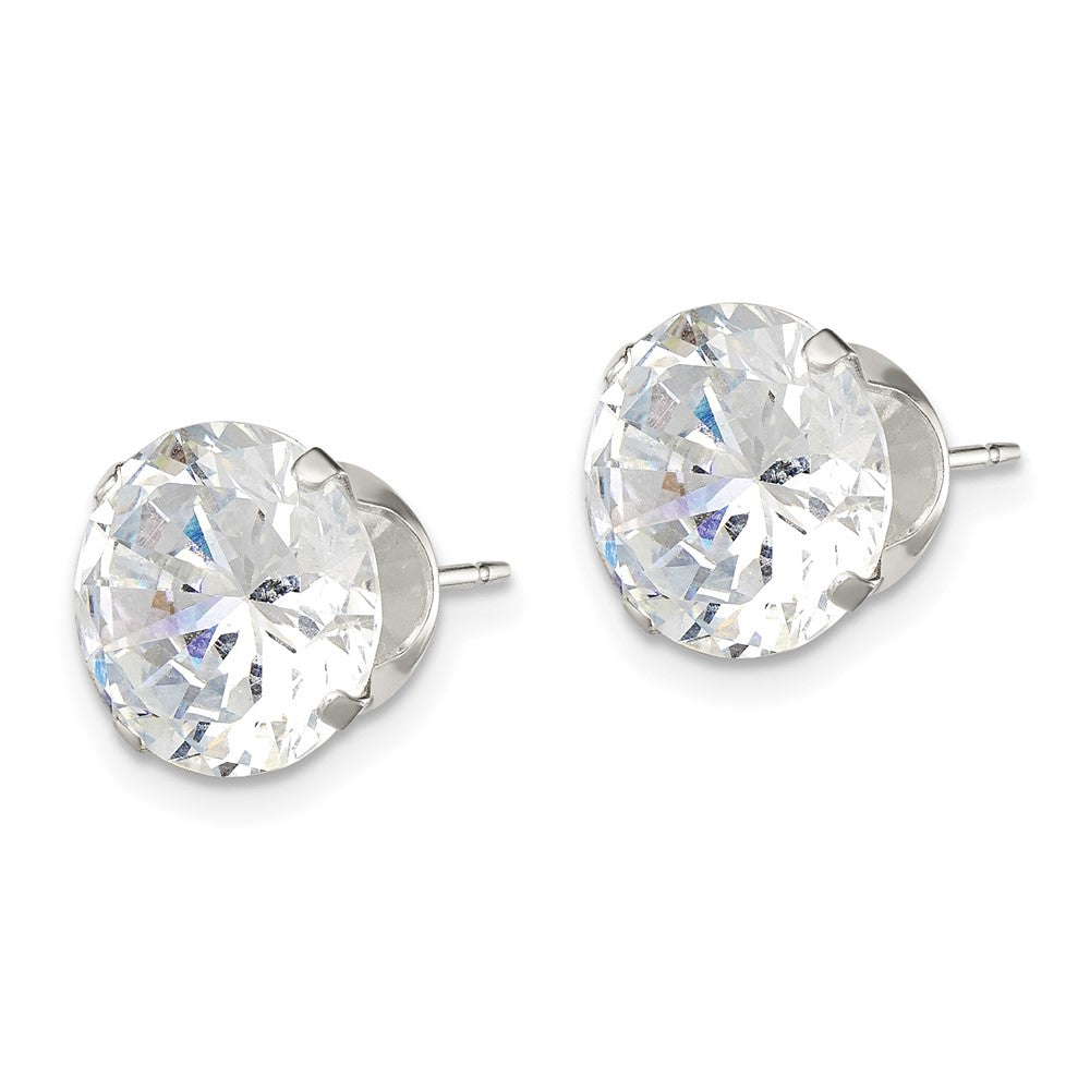 Sterling Silver 10mm Round Snap Set Cz Stud Earrings