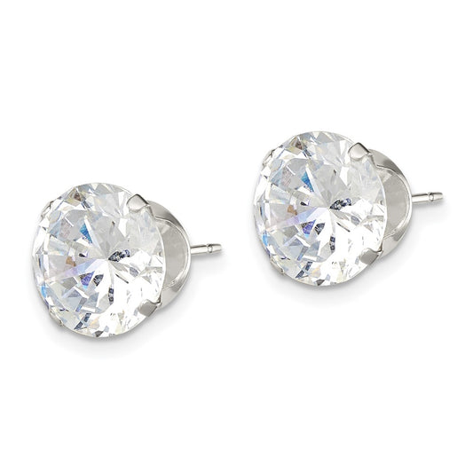 Sterling Silver 10mm Round Snap Set Cz Stud Earrings