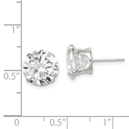 Sterling Silver 10mm Round Snap Set Cz Stud Earrings
