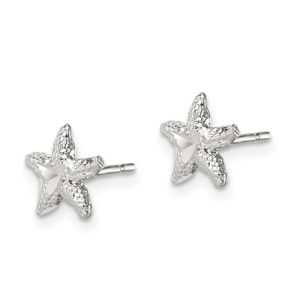 Sterling Silver Starfish Mini Earrings With D/C Center