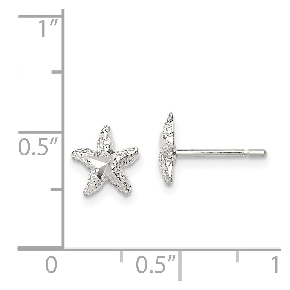 Sterling Silver Starfish Mini Earrings With D/C Center