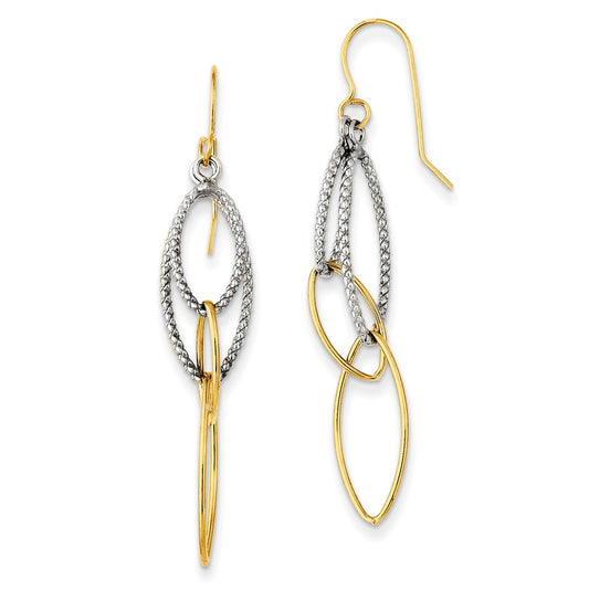 Sterling Silver W/14K Yellow Gold Geometric Dangle Earrings