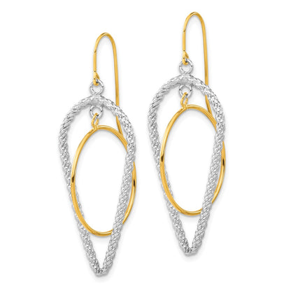 Sterling Silver W/14K Gold-Plated Polished & Textured Fancy Dangle Earrings