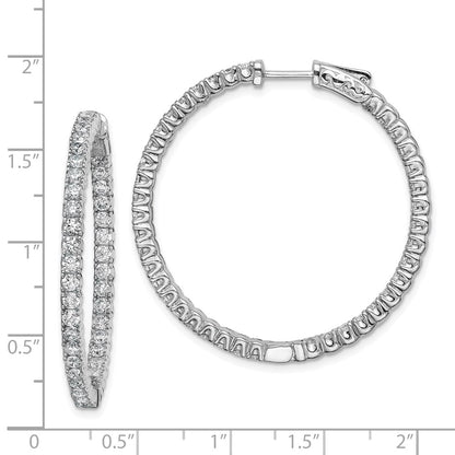 Sterling Silver Shimmer Rhodium-Plated 80 Stone 2.25mm Cz In And Out Round Hinged Hoop Earrings