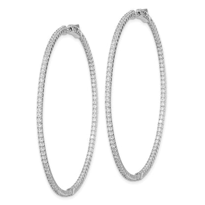 Sterling Silver Shimmer Rhodium-Plated 194 Stone 1.25mm Cz In And Out Round Hinged Hoop Earrings
